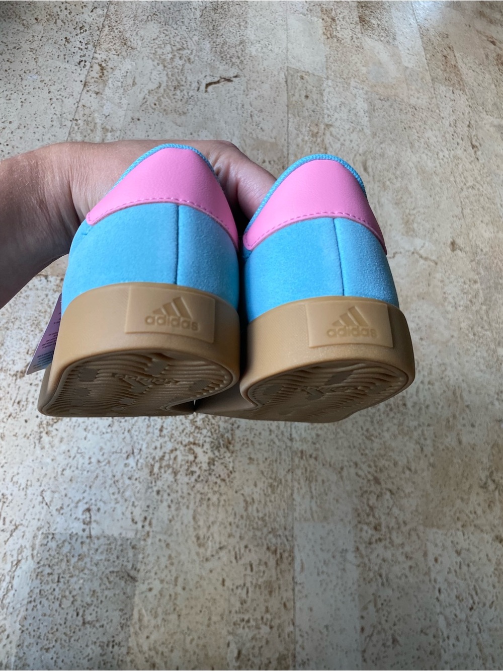 NWT ADIDAS VL Court 3.0 Sneaker Shoes In Mint Pink & Gold Metallic Size 7.5 - Picture 7 of 10